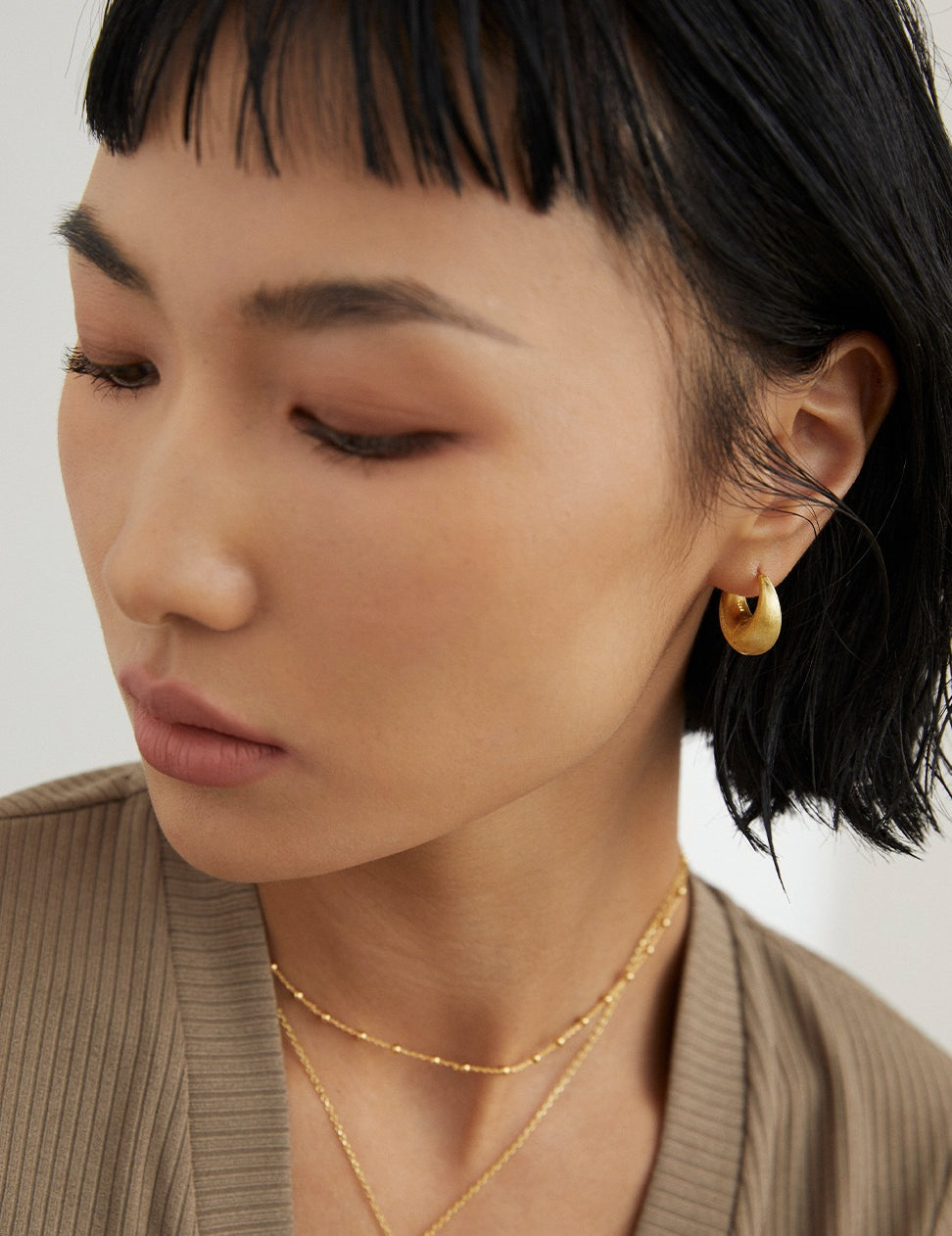 Half Moon Gold Hoop Earring